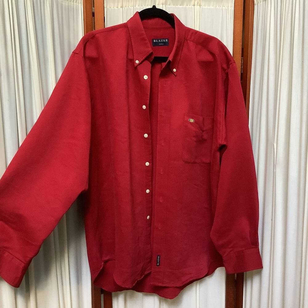Men's Red Button Down Shirt Blazer Brand Size Large